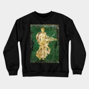 LEDA WITH SWAN ,POMPEII ,ANTIQUE ROMAN WALL PAINTINGS Flower Garden Flying Birds ,Quince and Apple Trees Crewneck Sweatshirt